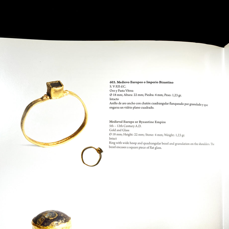 The Ancient Medieval Byzantine Gold And Deep Red Glass Ring