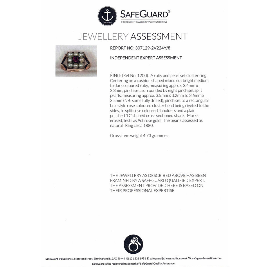 The Antique Victorian Pearl and Ruby Cluster Ring - Antique Jewellers