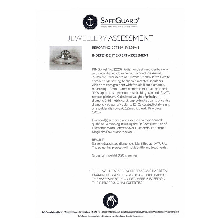 The Antique Art Deco Era Old Mine Cut Diamond Ring - Antique Jewellers