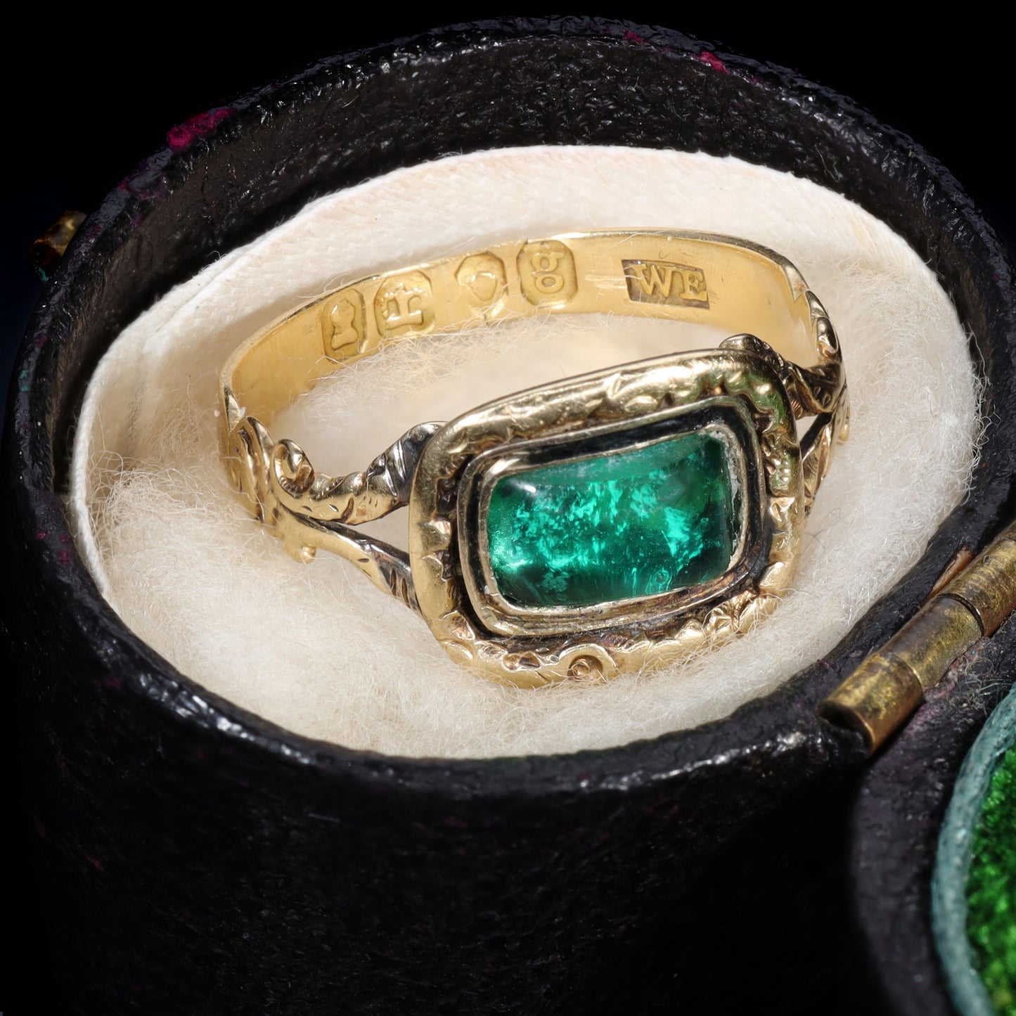 The Antique Georgian 1822 Foil Backed Green Paste Ring - Antique Jewellers
