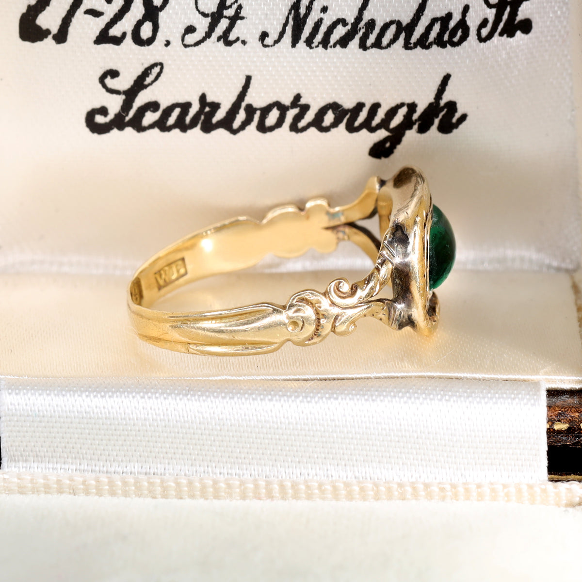 The Antique Georgian 1822 Foil Backed Green Paste Ring - Antique Jewellers