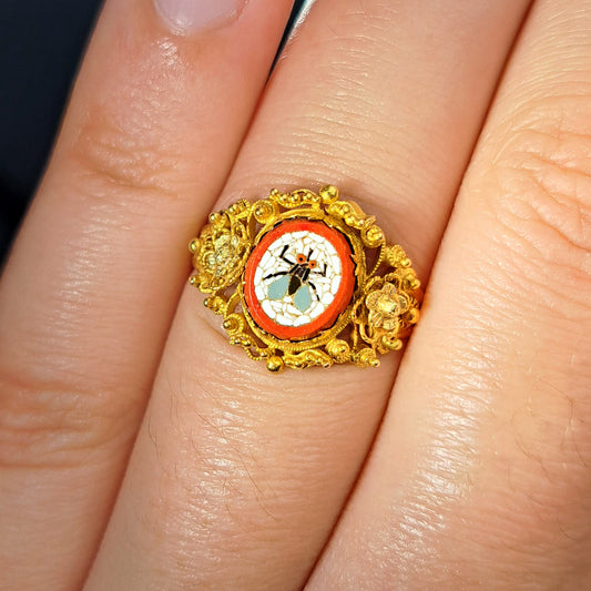 The Antique Fly Micro Mosaic Ring