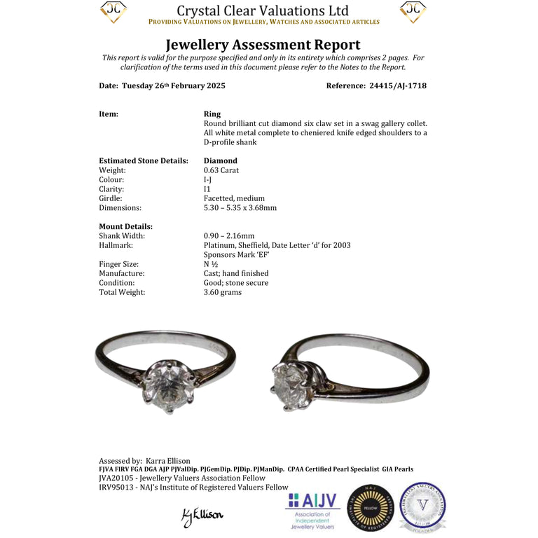 The Vintage 2003 Briliant Cut Diamond Platinum Ring