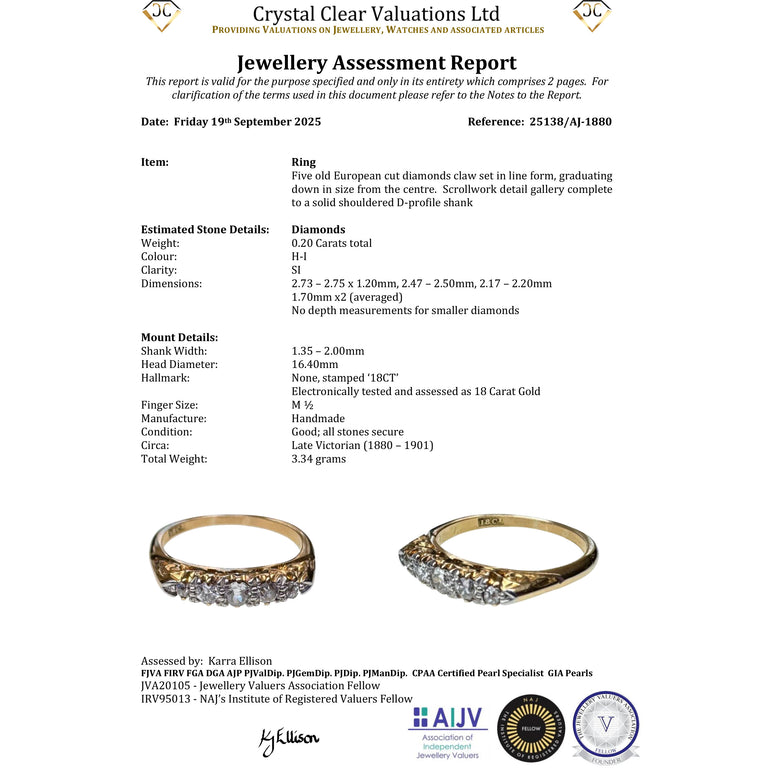 The Antique Victorian 5 Diamond Scroll Ring