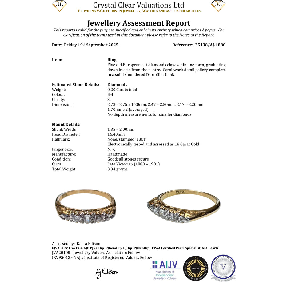 The Antique Victorian 5 Diamond Scroll Ring