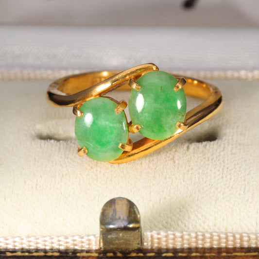 The Vintage Two Stone Jadeite Verdant Ring