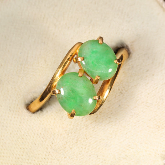 The Vintage Two Stone Jadeite Verdant Ring