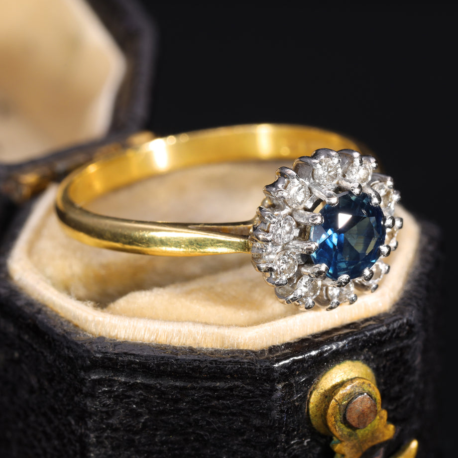 The Vintage 1984 Sapphire and Diamond Cluster Ring