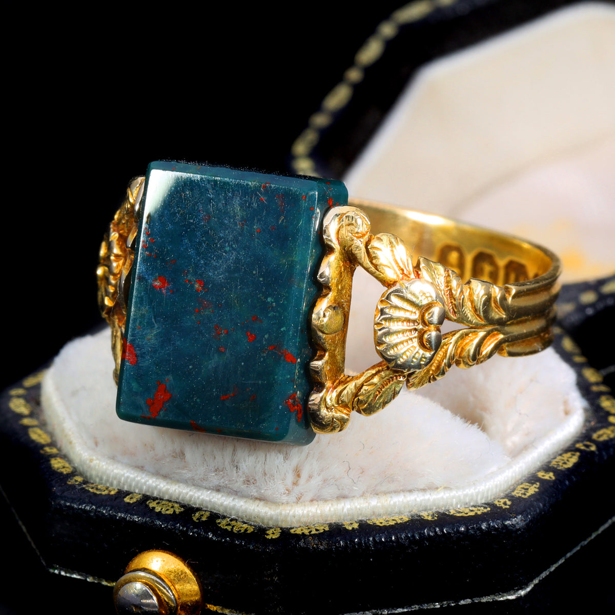 The Antique 1827 Georgian Bloodstone Swivel Ring