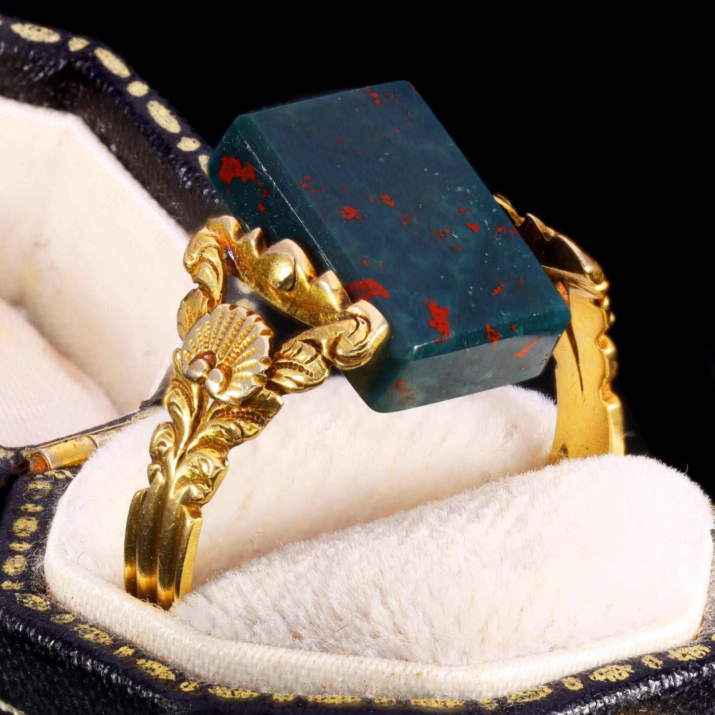 The Antique 1827 Georgian Bloodstone Swivel Ring
