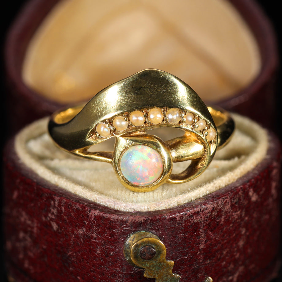 The Antique 1901 Opal and Pearl Abstract Ring