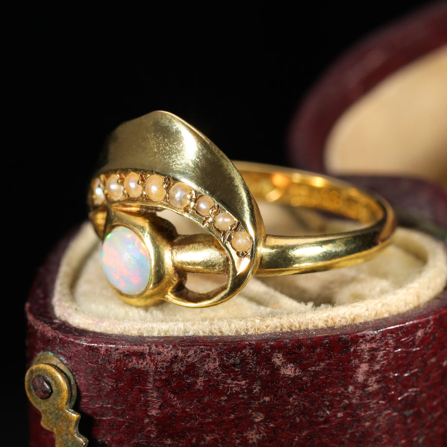 The Antique 1901 Opal and Pearl Abstract Ring
