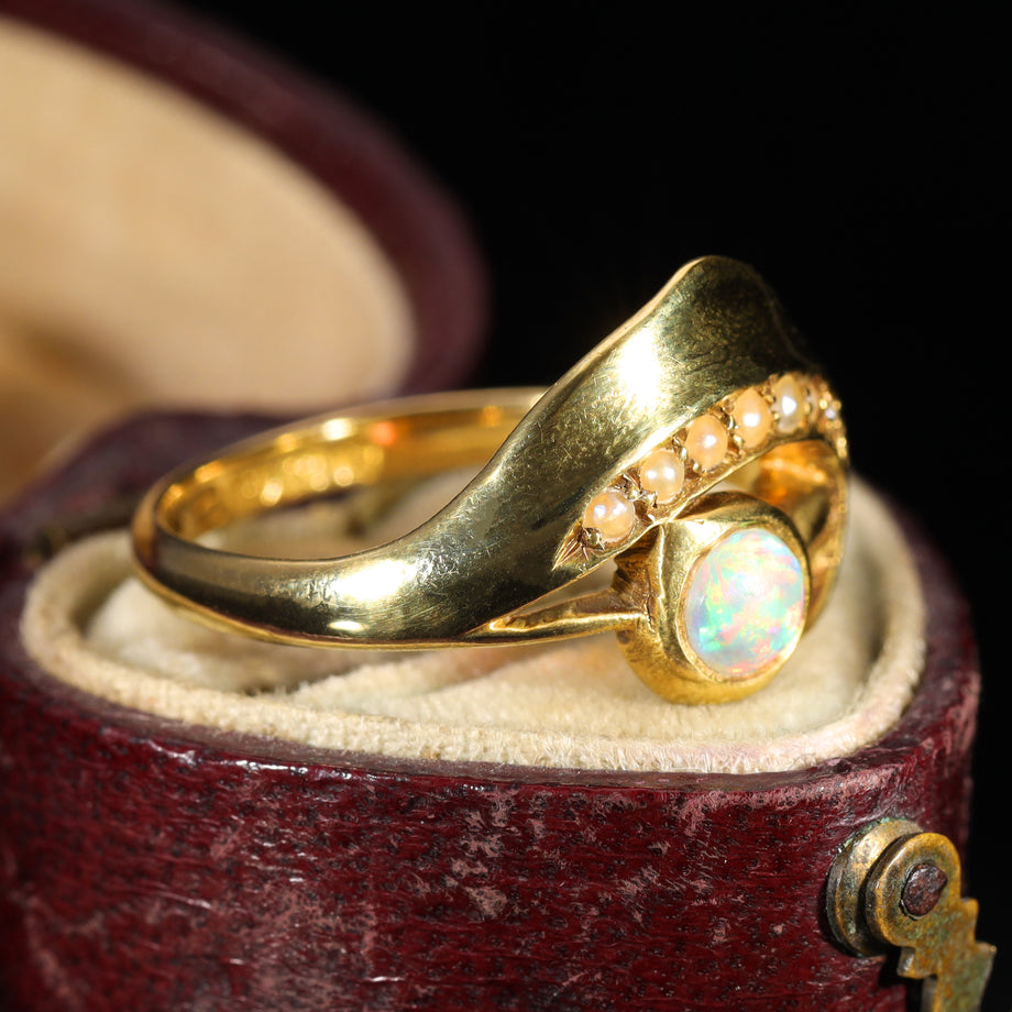 The Antique 1901 Opal and Pearl Abstract Ring