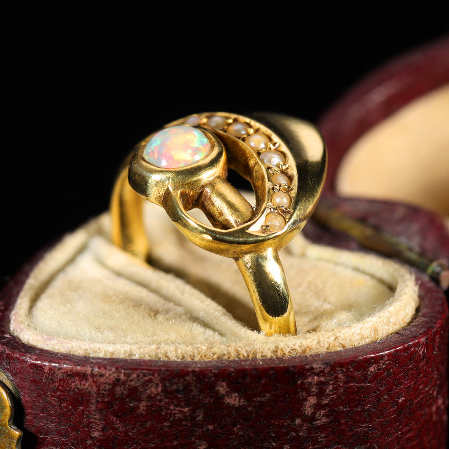 The Antique 1901 Opal and Pearl Abstract Ring