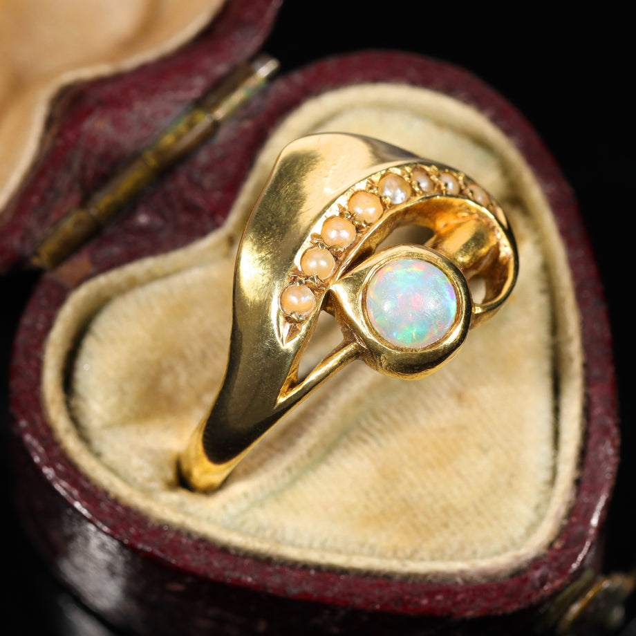 The Antique 1901 Opal and Pearl Abstract Ring