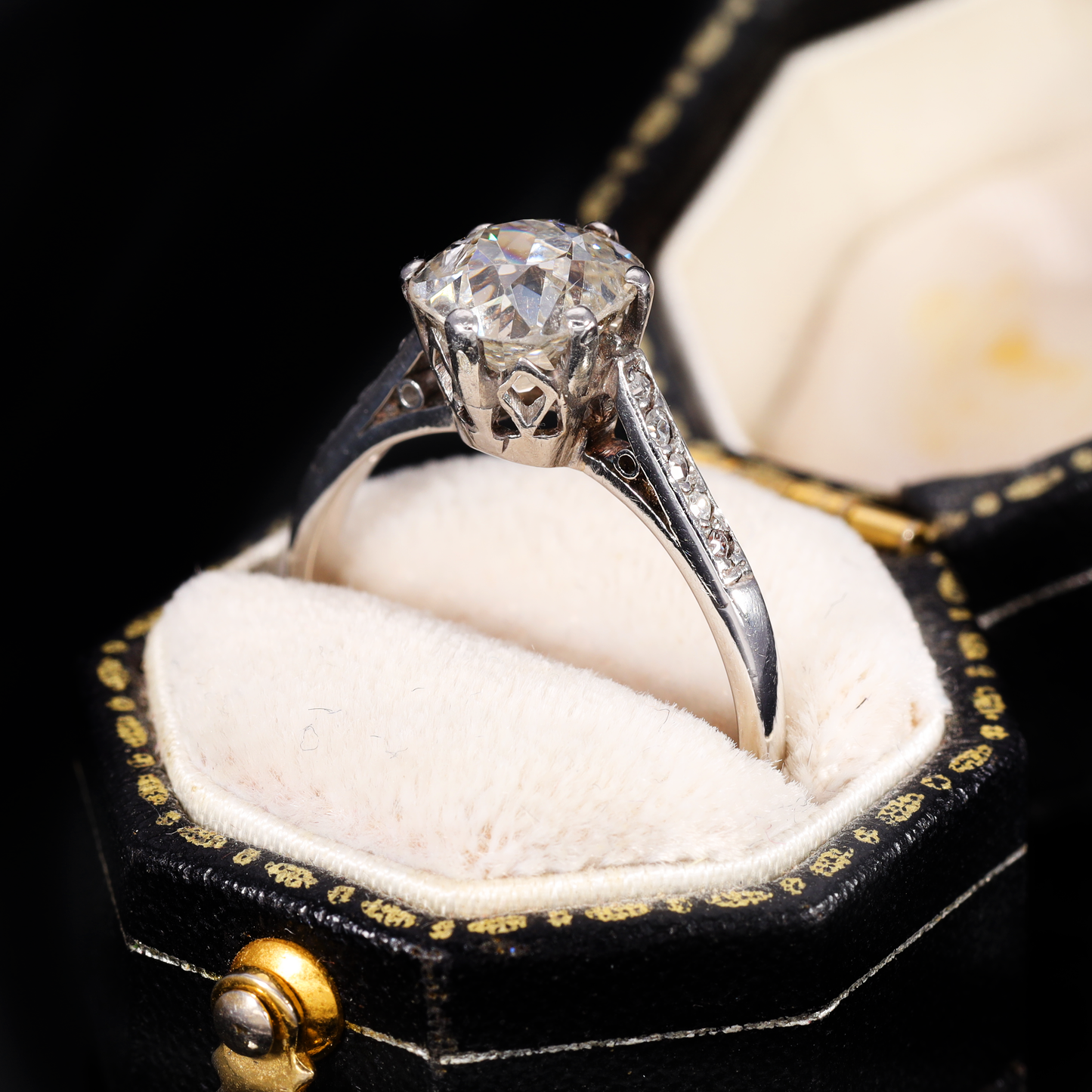 The Antique Art Deco Era Old Mine Cut Diamond Ring