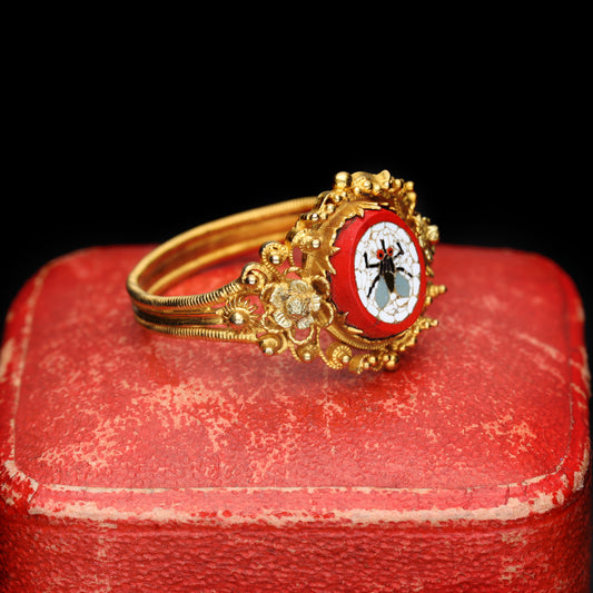 The Antique Fly Micro Mosaic Ring - Antique Jewellers