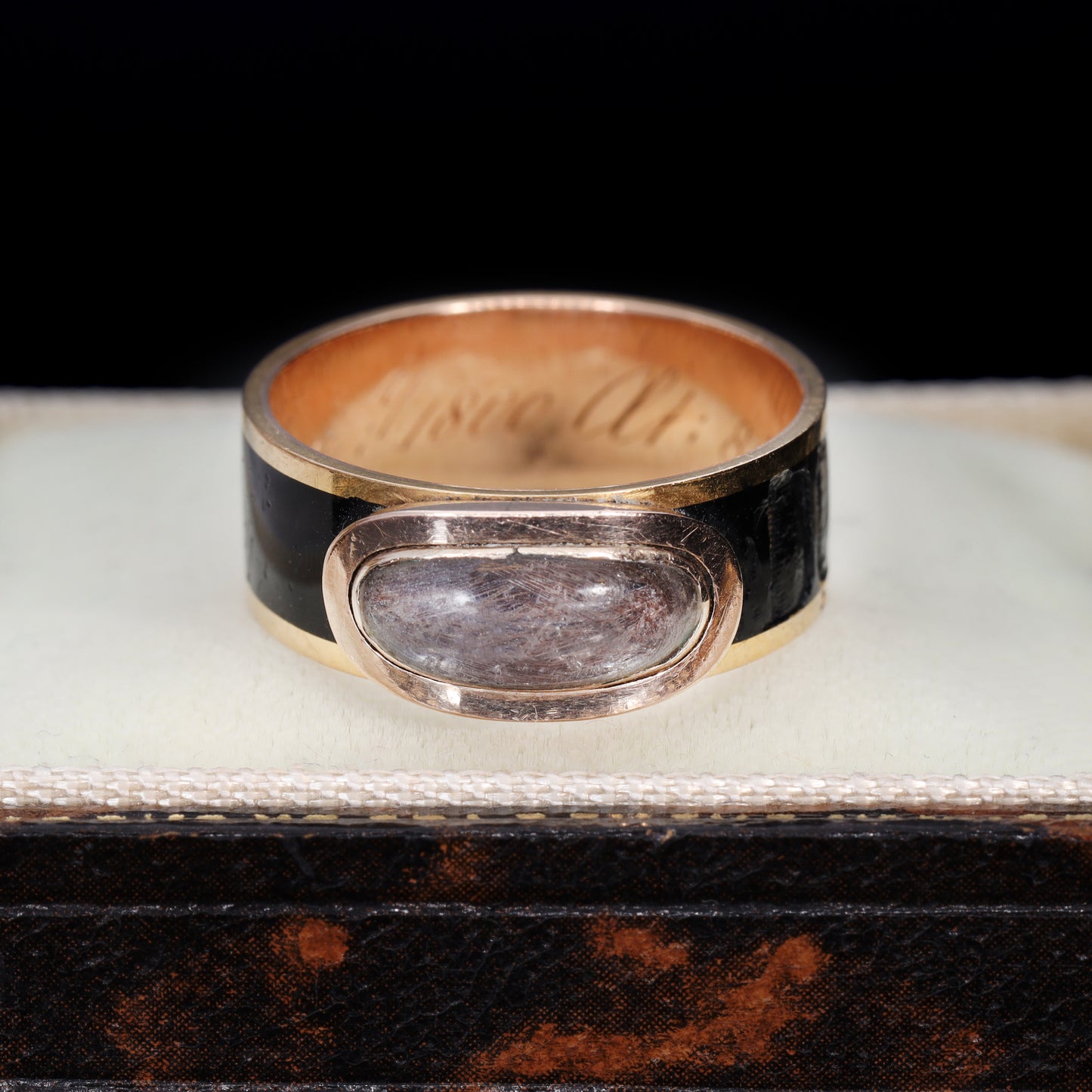 The Antique Georgian Glass Panel Mourning Ring - Antique Jewellers