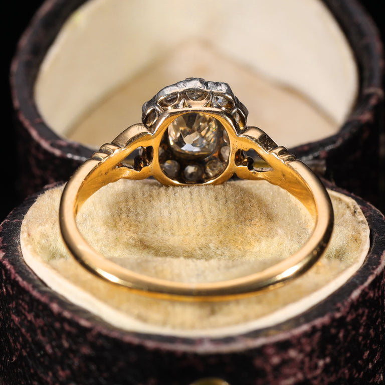 The Antique Georgian Old Mine Cut Diamond Cluster Ring