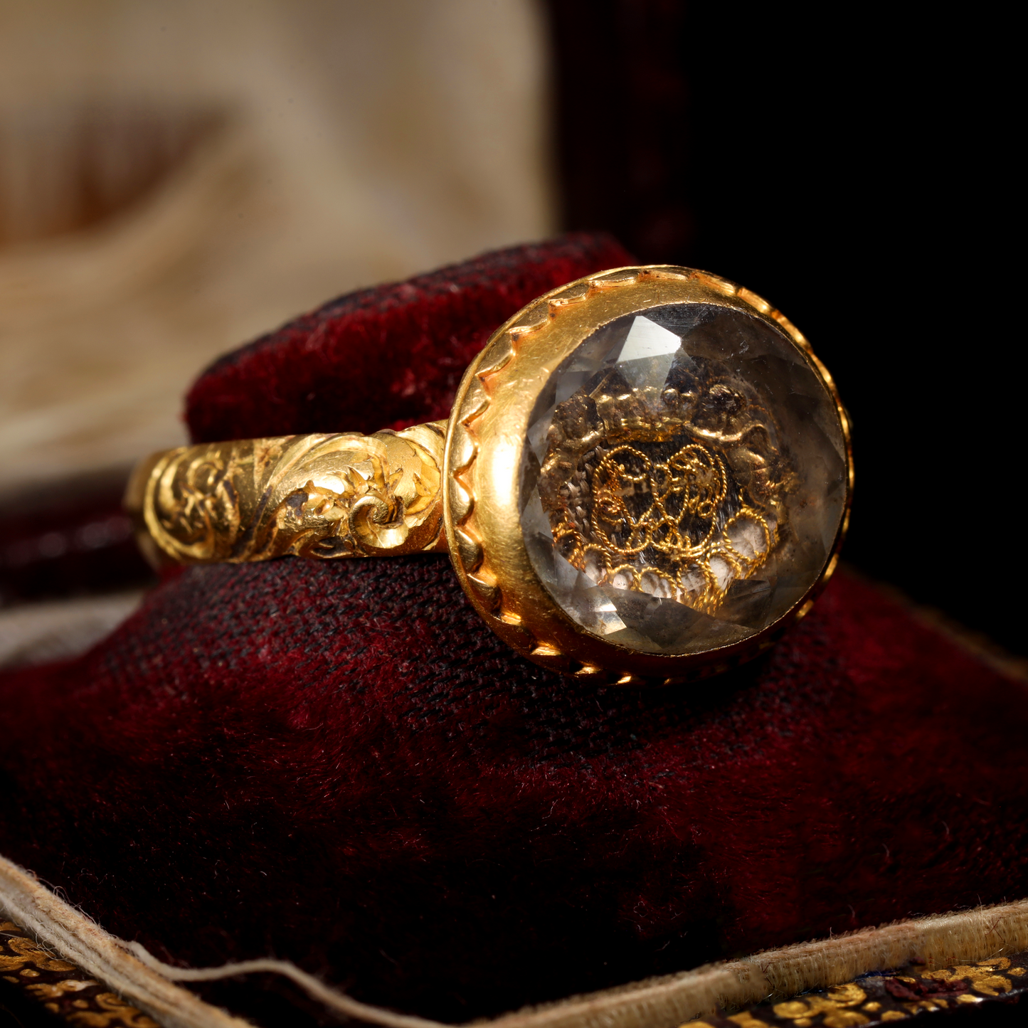 The Ancient 17th Century Memento Mori Gold Thread Cherub Ring