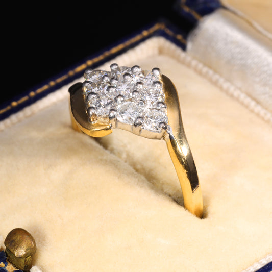 The Vintage 1993 Brilliant Cut Diamond Cluster Dazzling Ring