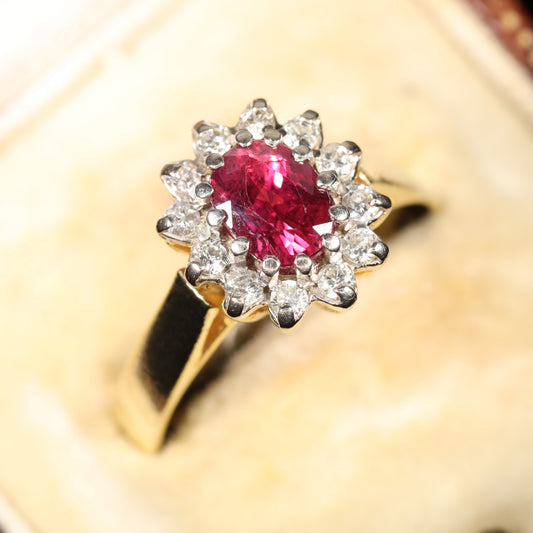 The Vintage Ruby and Diamond Cluster Ring
