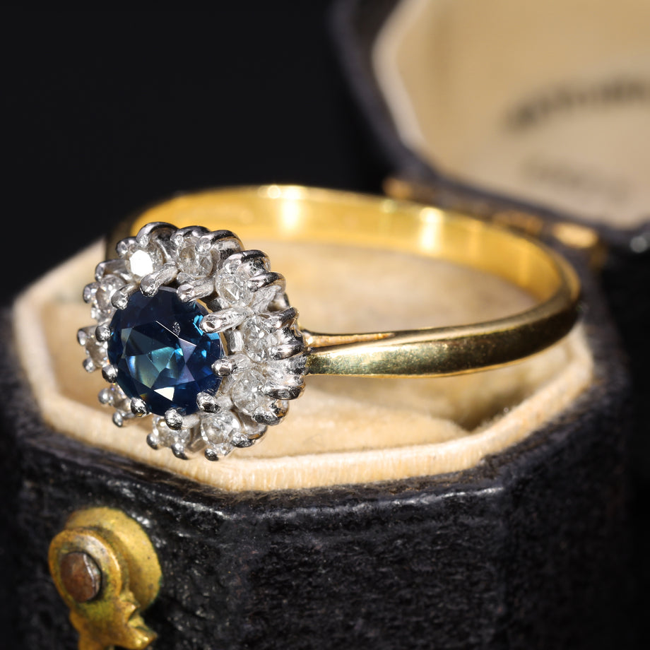 The Vintage 1984 Sapphire and Diamond Cluster Ring