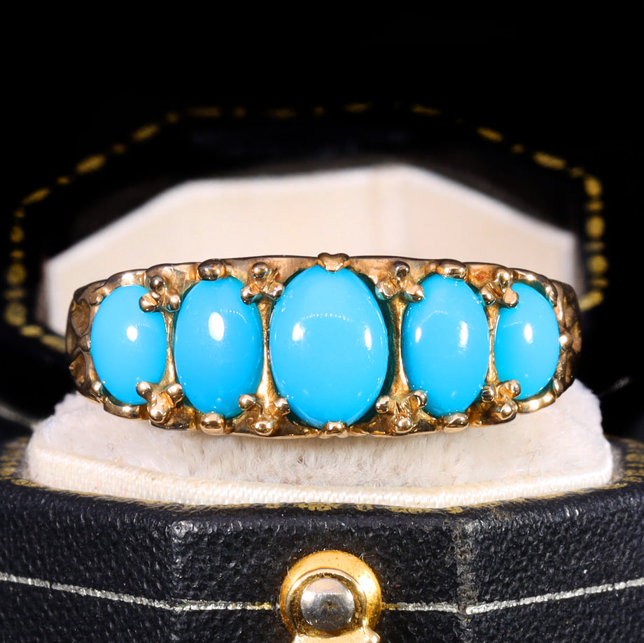 The Vintage 9ct Gold Five Stone Turquoise Ring