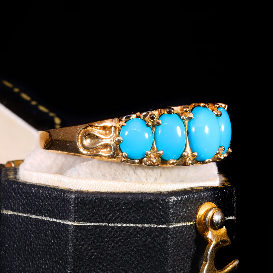 The Vintage 9ct Gold Five Stone Turquoise Ring
