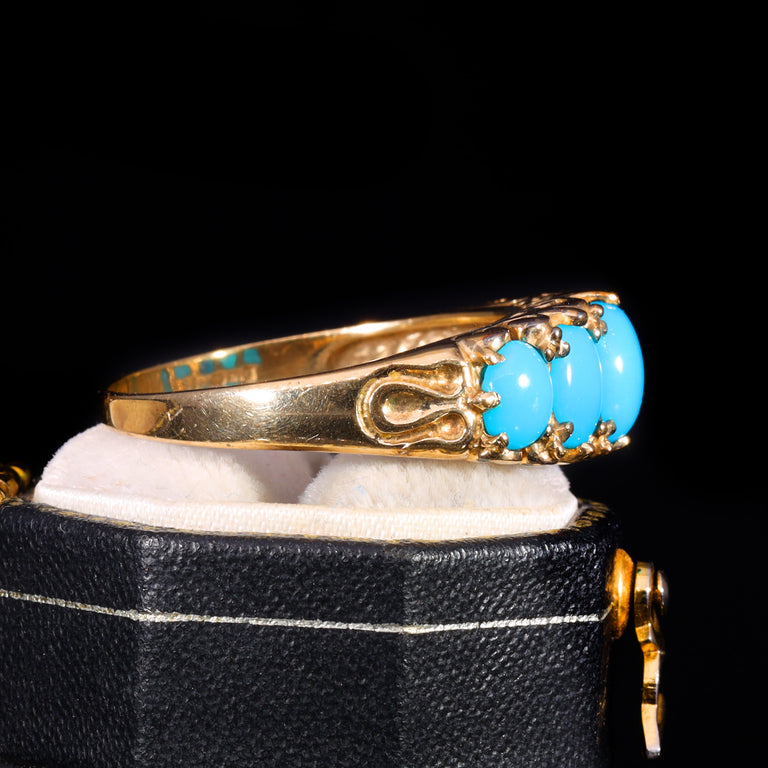The Vintage 9ct Gold Five Stone Turquoise Ring