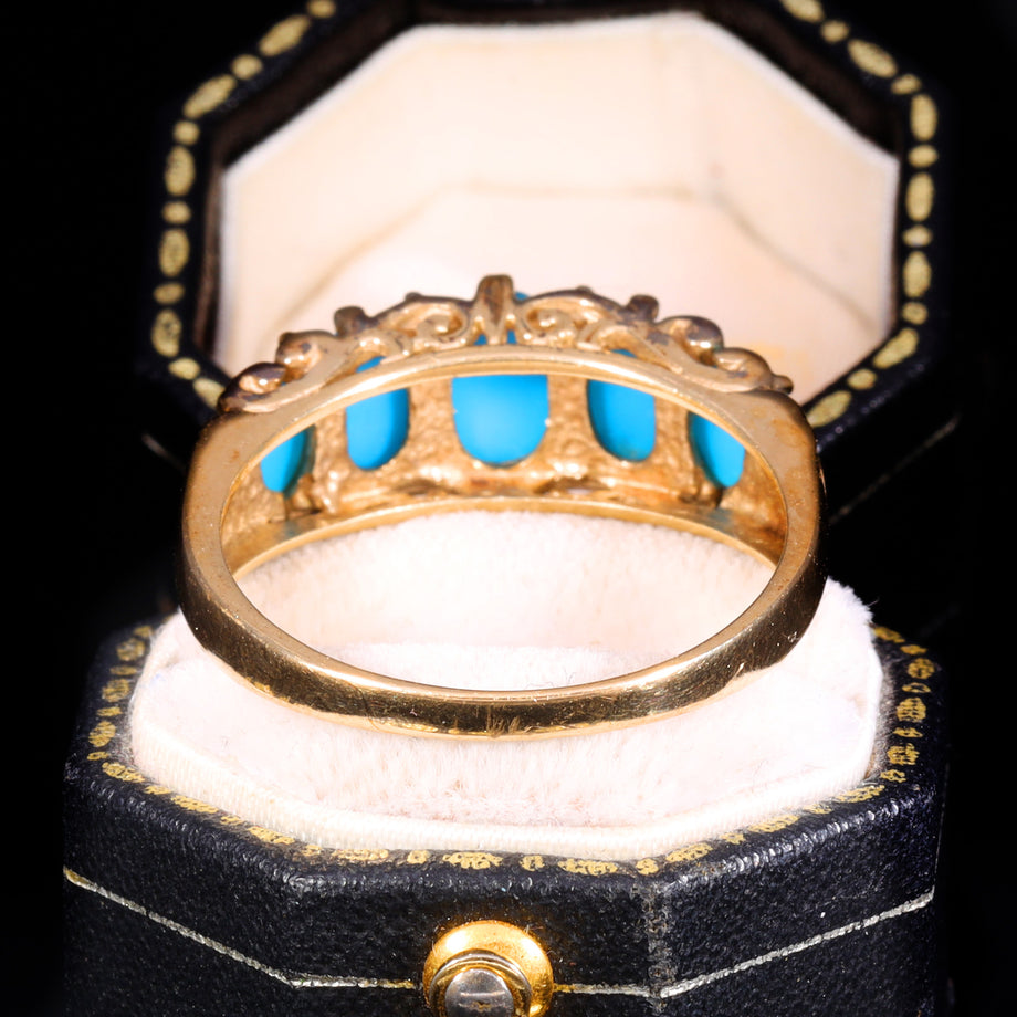 The Vintage 9ct Gold Five Stone Turquoise Ring