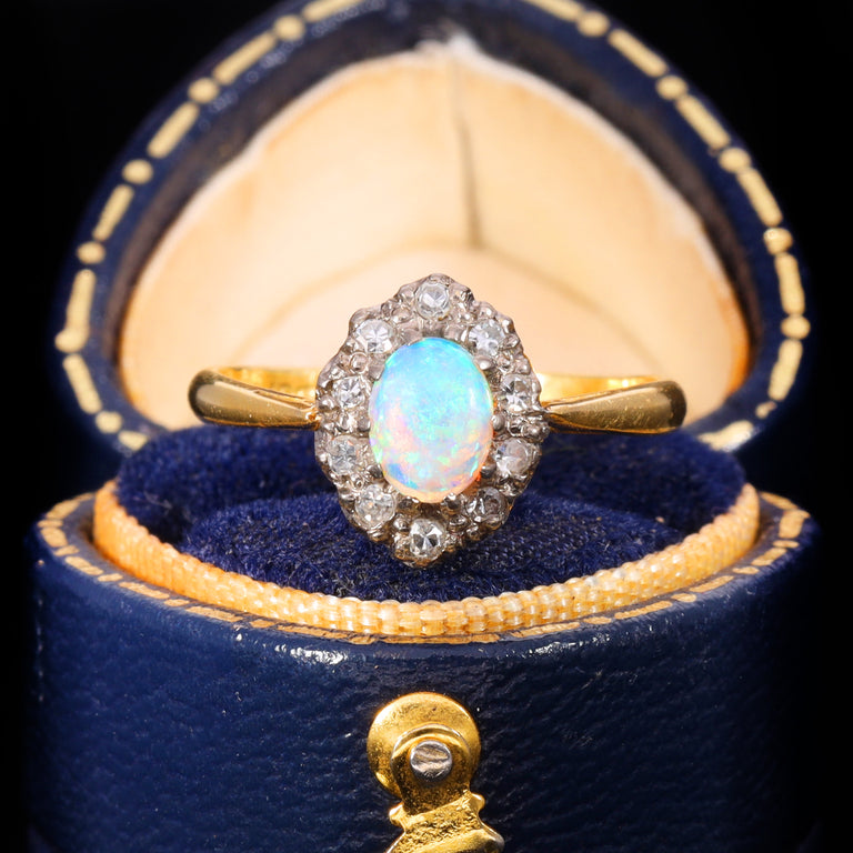The Vintage Opal and Diamond Cluster Ring