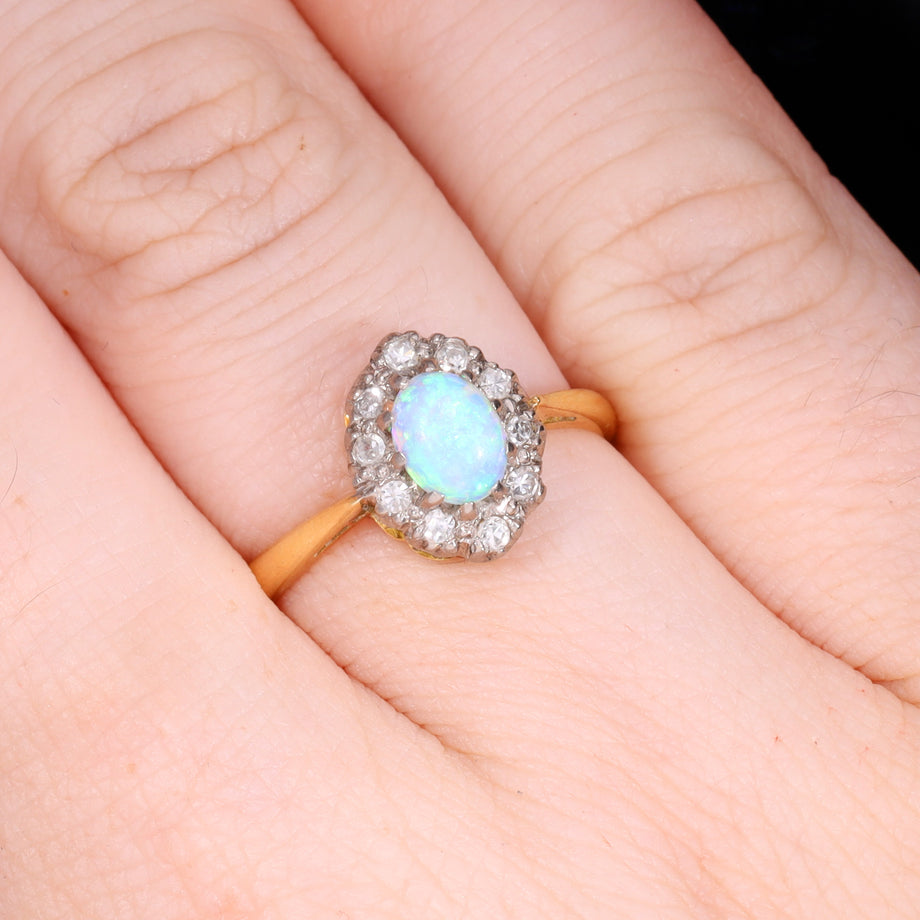 The Vintage Opal and Diamond Cluster Ring