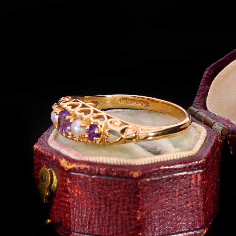 The Vintage Amethyst and Pearl Heart Ring