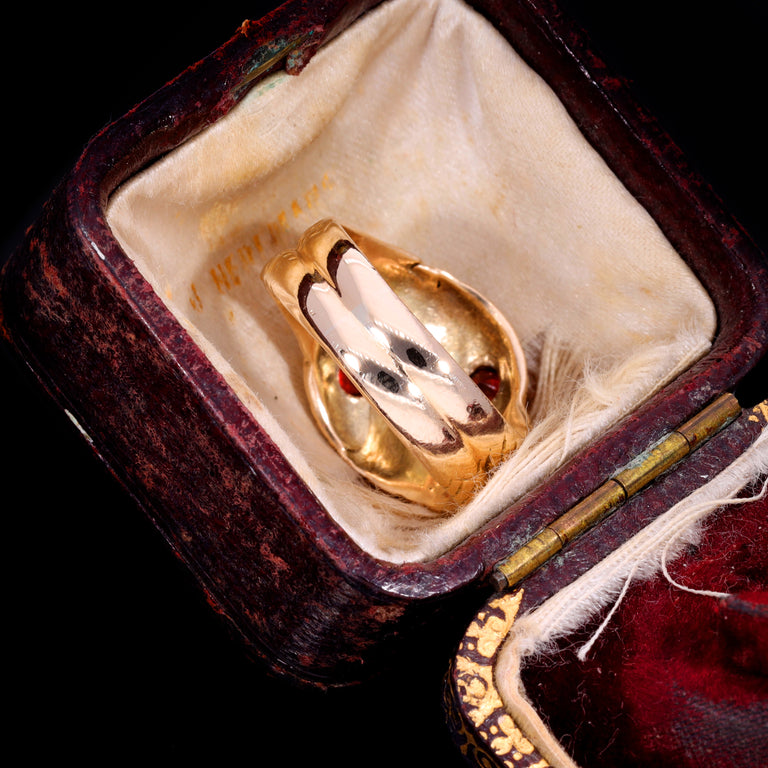 The Vintage Garnet Double Headed Snake Ring