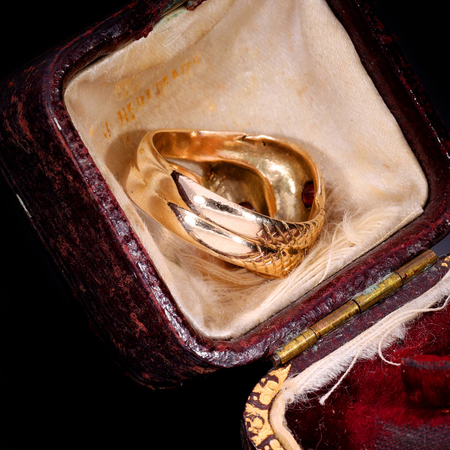 The Vintage Garnet Double Headed Snake Ring