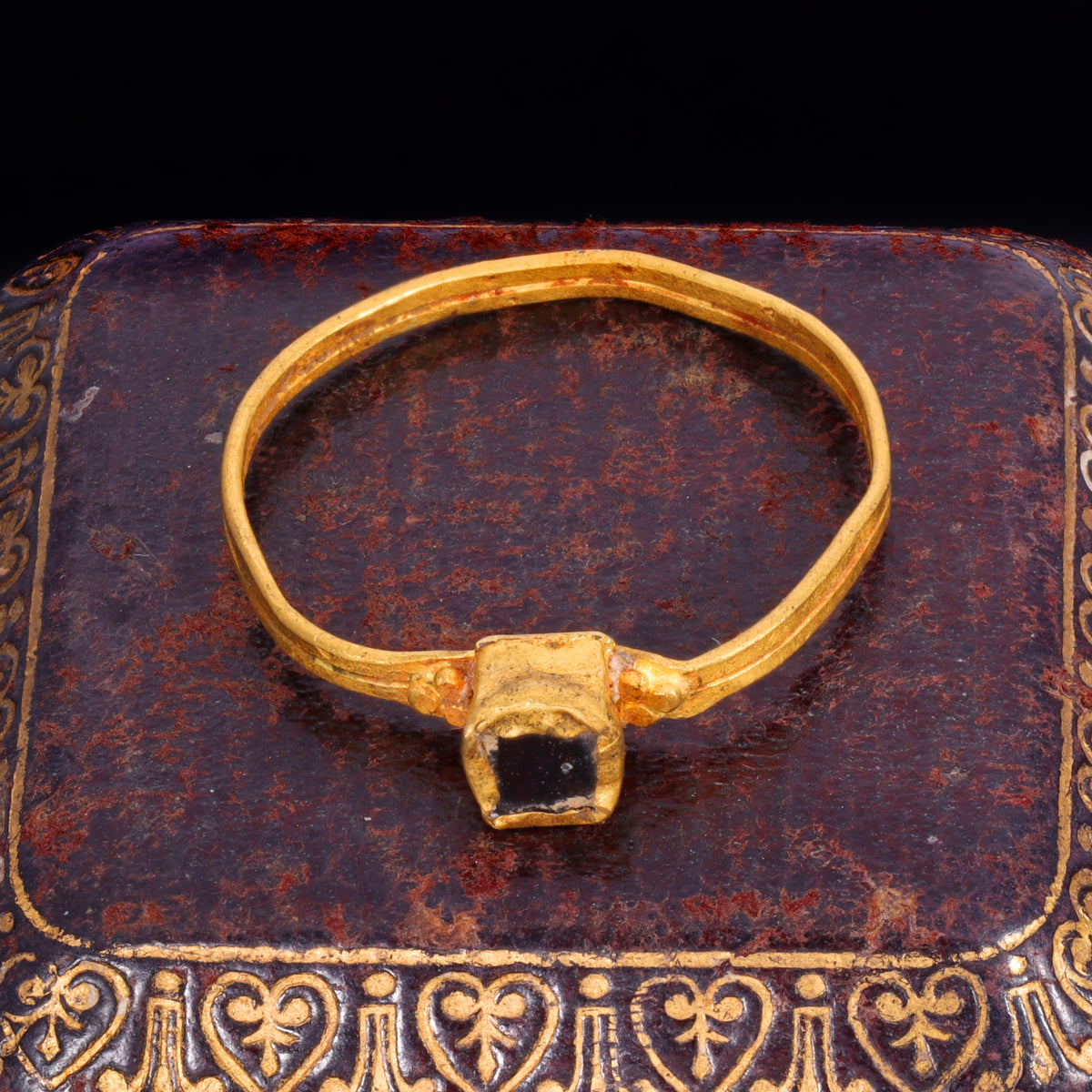 The Ancient Medieval Byzantine Gold And Deep Red Glass Ring