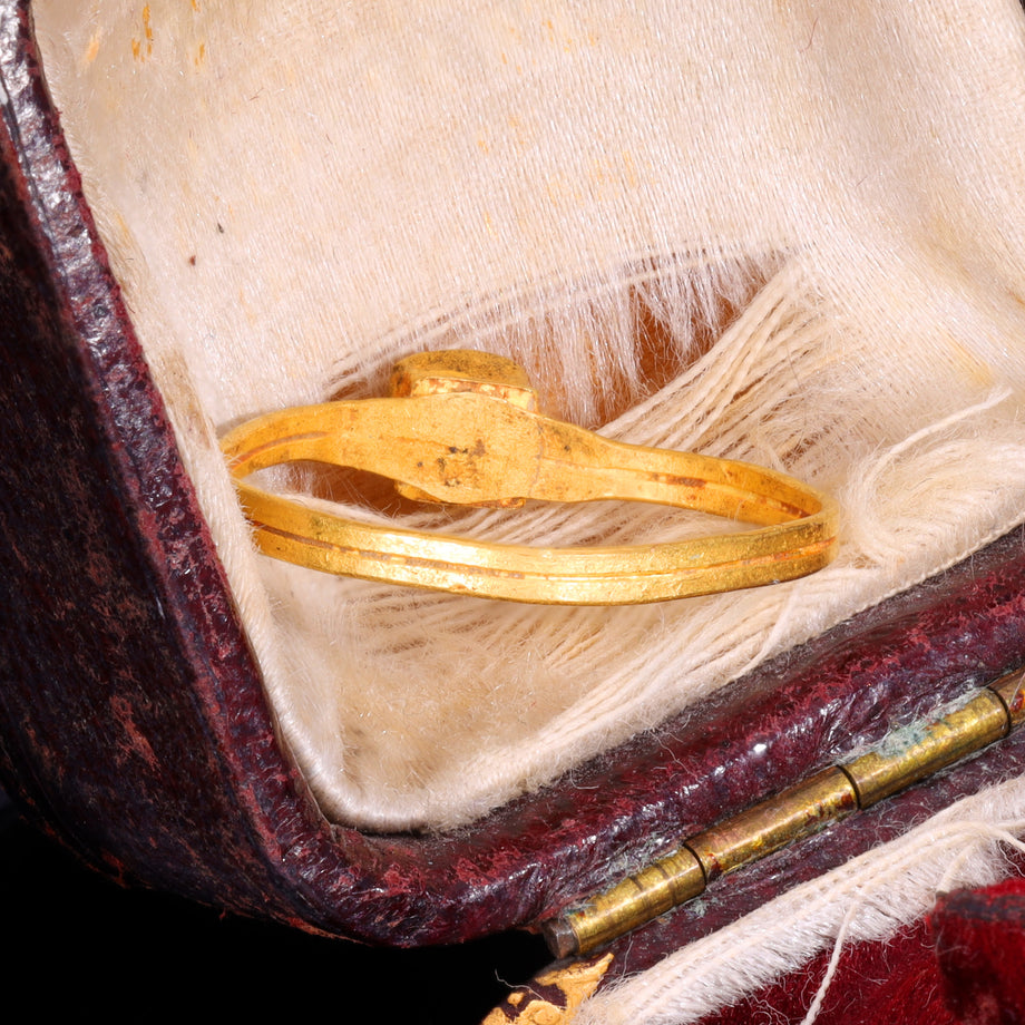 The Ancient Medieval Byzantine Gold And Deep Red Glass Ring