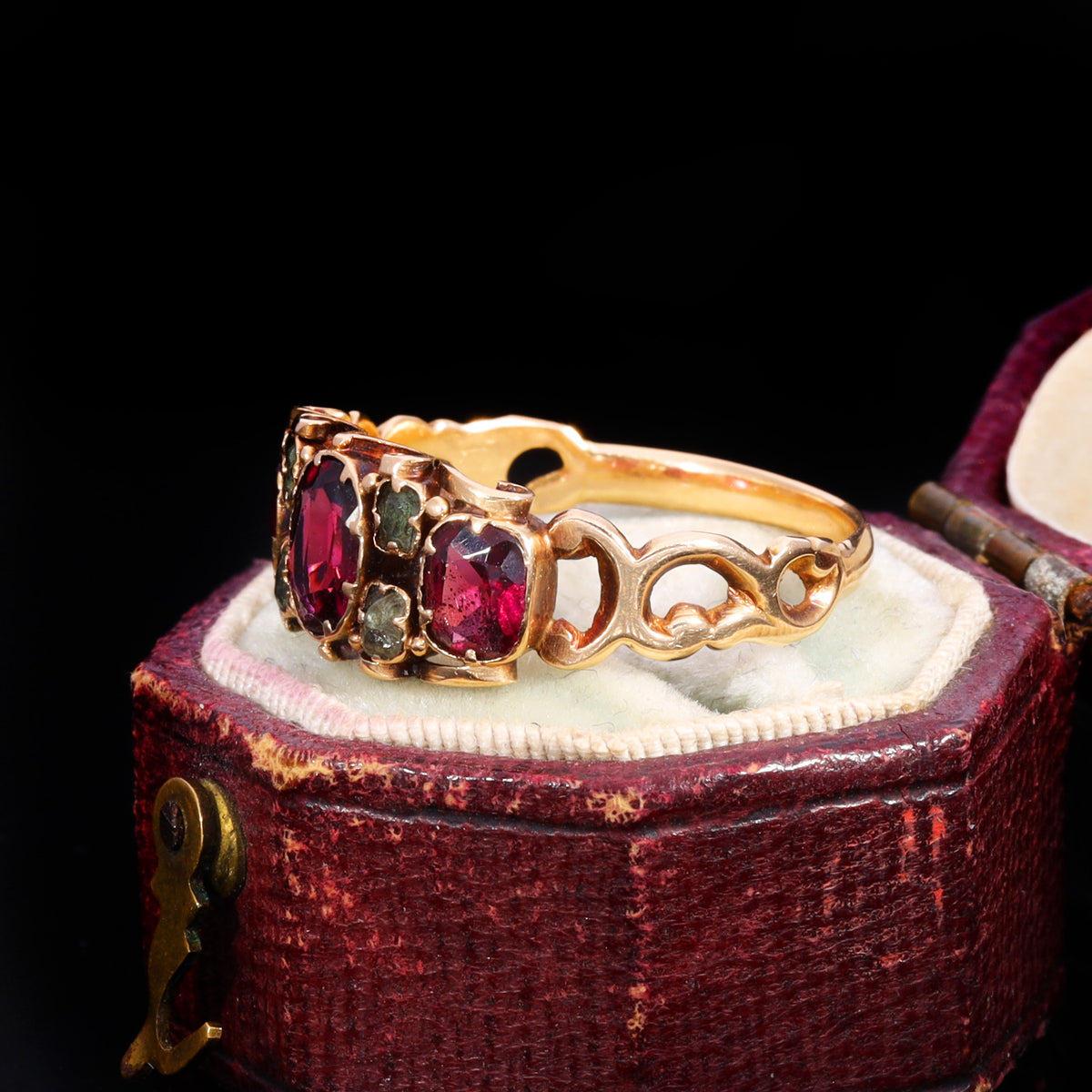 The Antique Victorian Garnet and Emerald Ring