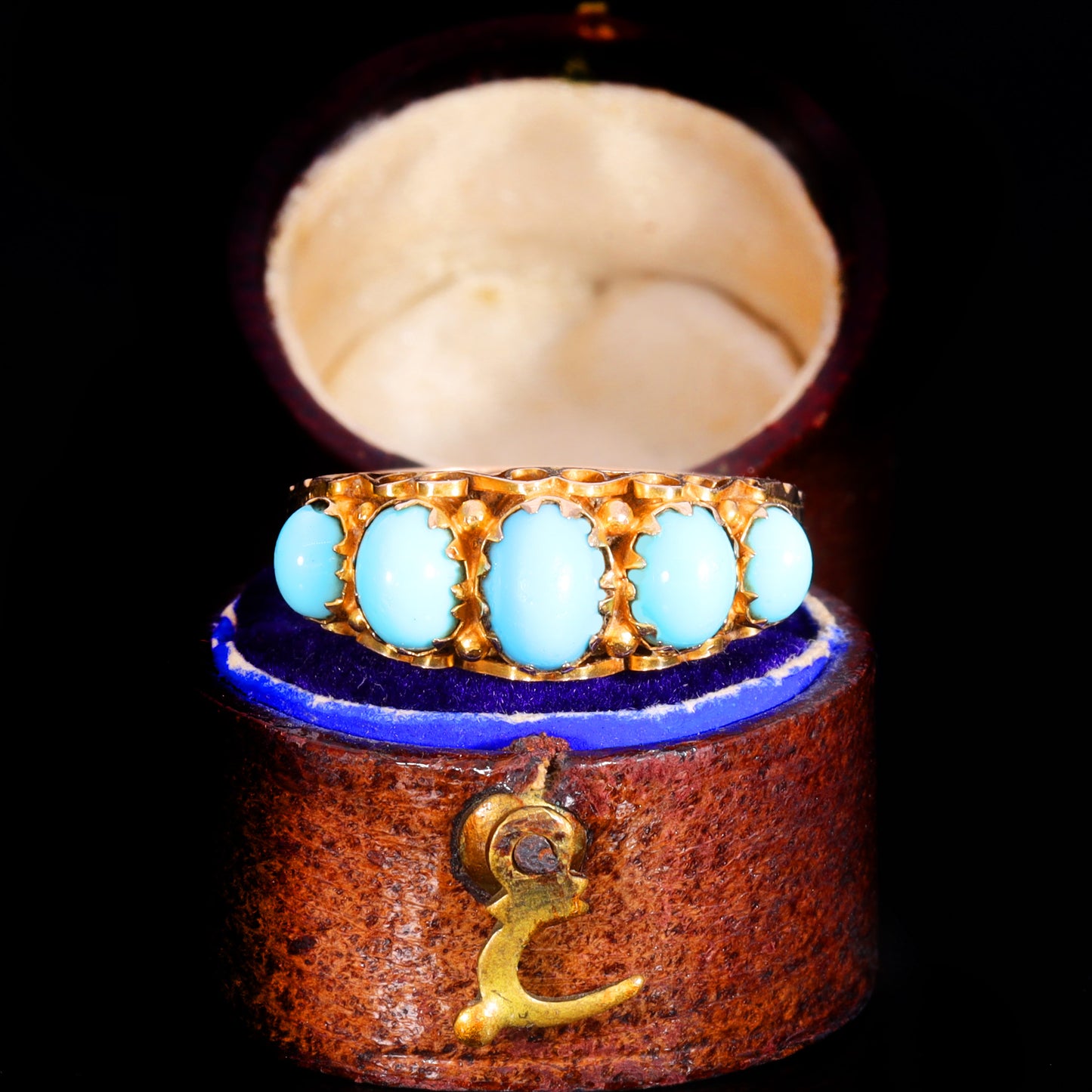 The Antique Art Deco 1922 Five Turquoise Ring