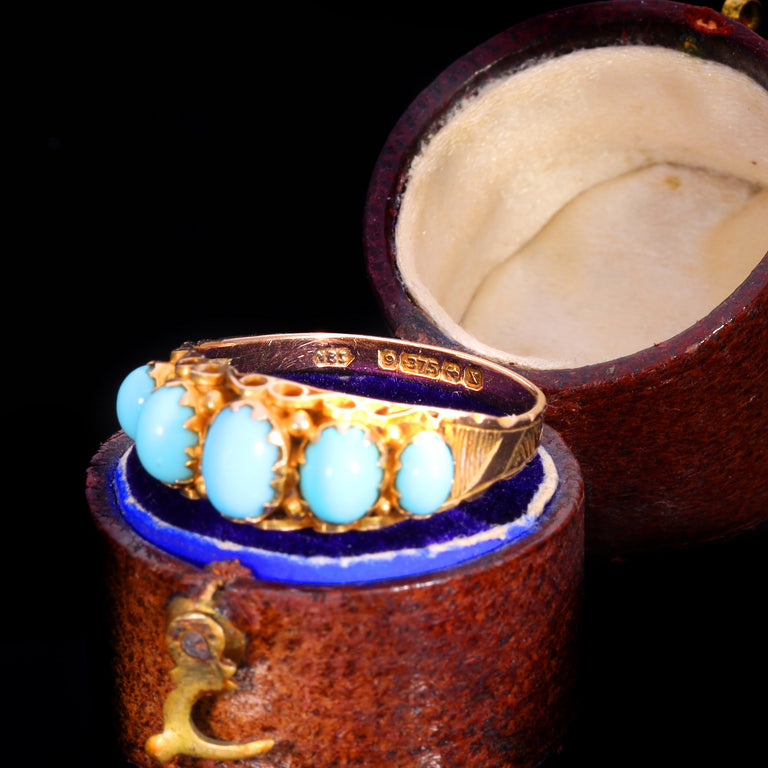 The Antique Art Deco 1922 Five Turquoise Ring