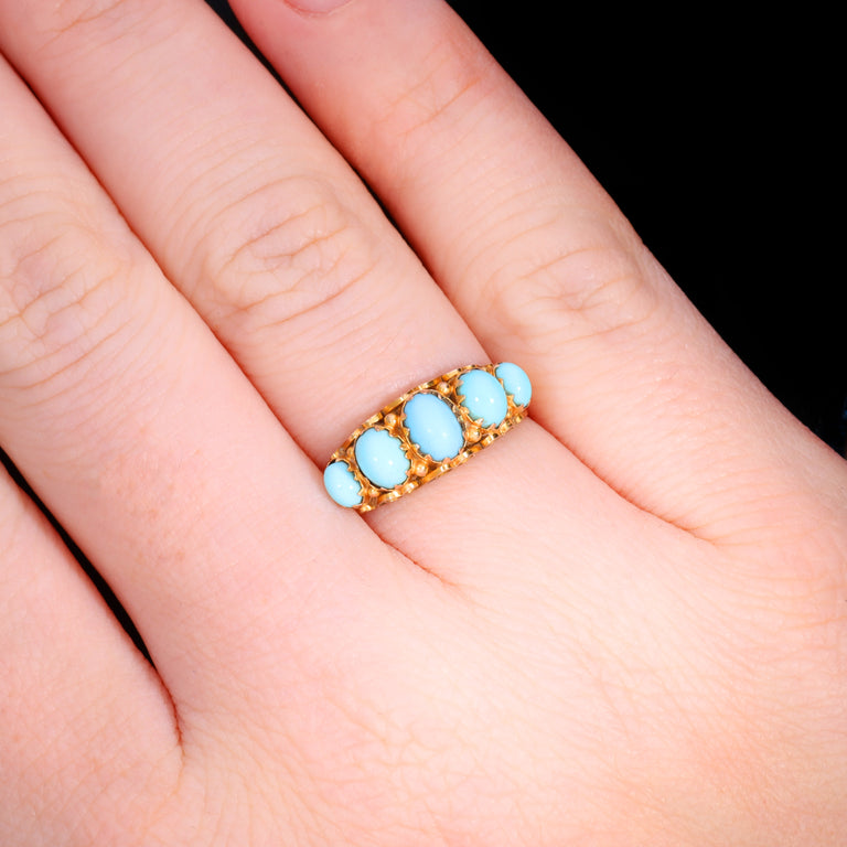 The Antique Art Deco 1922 Five Turquoise Ring