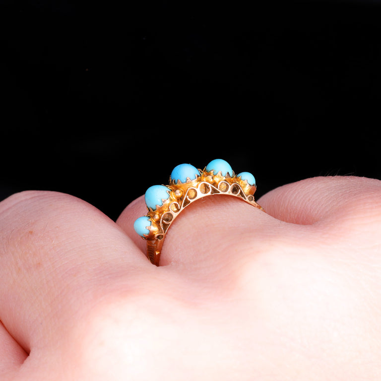 The Antique Art Deco 1922 Five Turquoise Ring