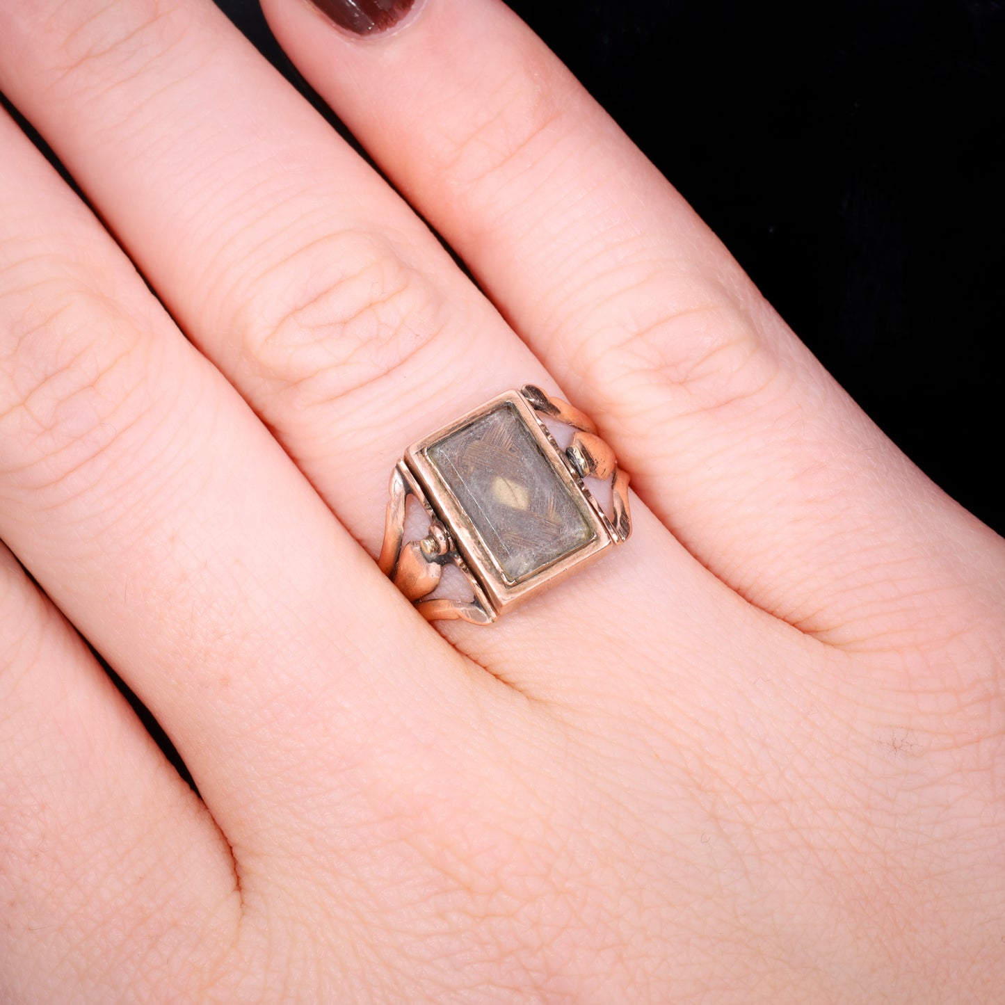 The Antique Georgian Swivel Paste And Hairwork Ring