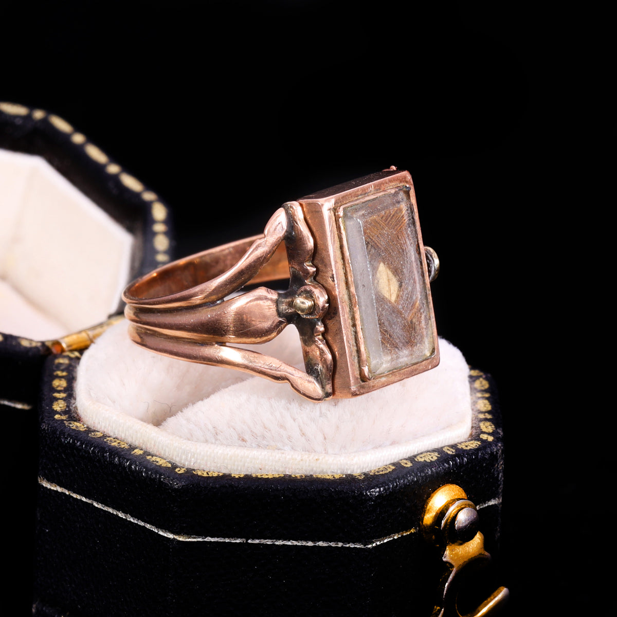 The Antique Georgian Swivel Paste And Hairwork Ring