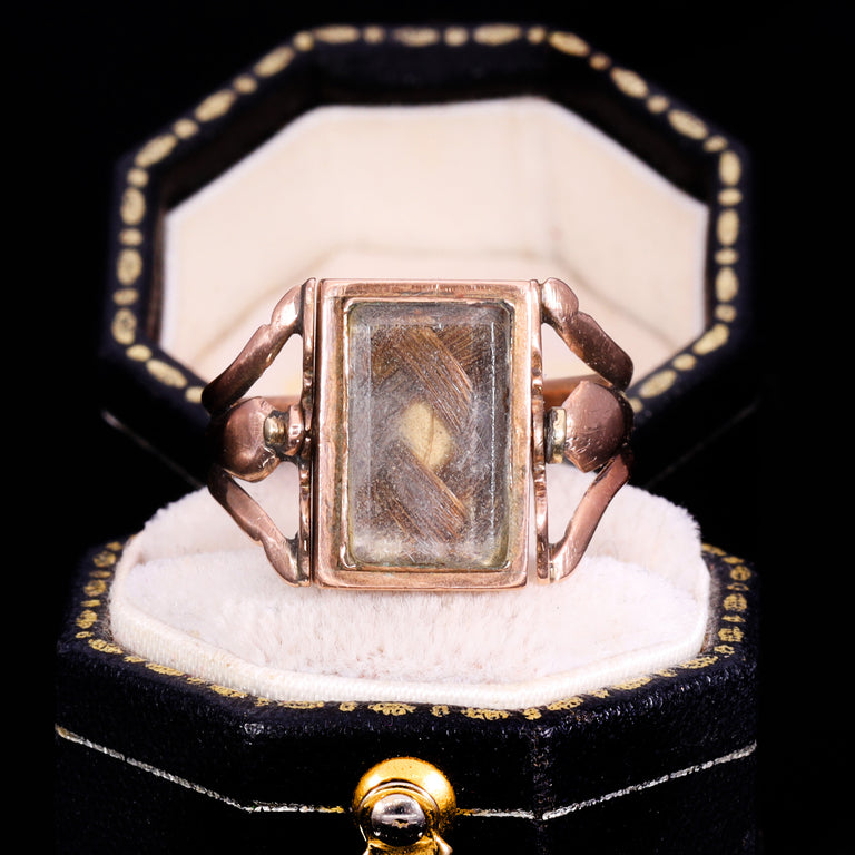 The Antique Georgian Swivel Carnelian And Hairwork Ring