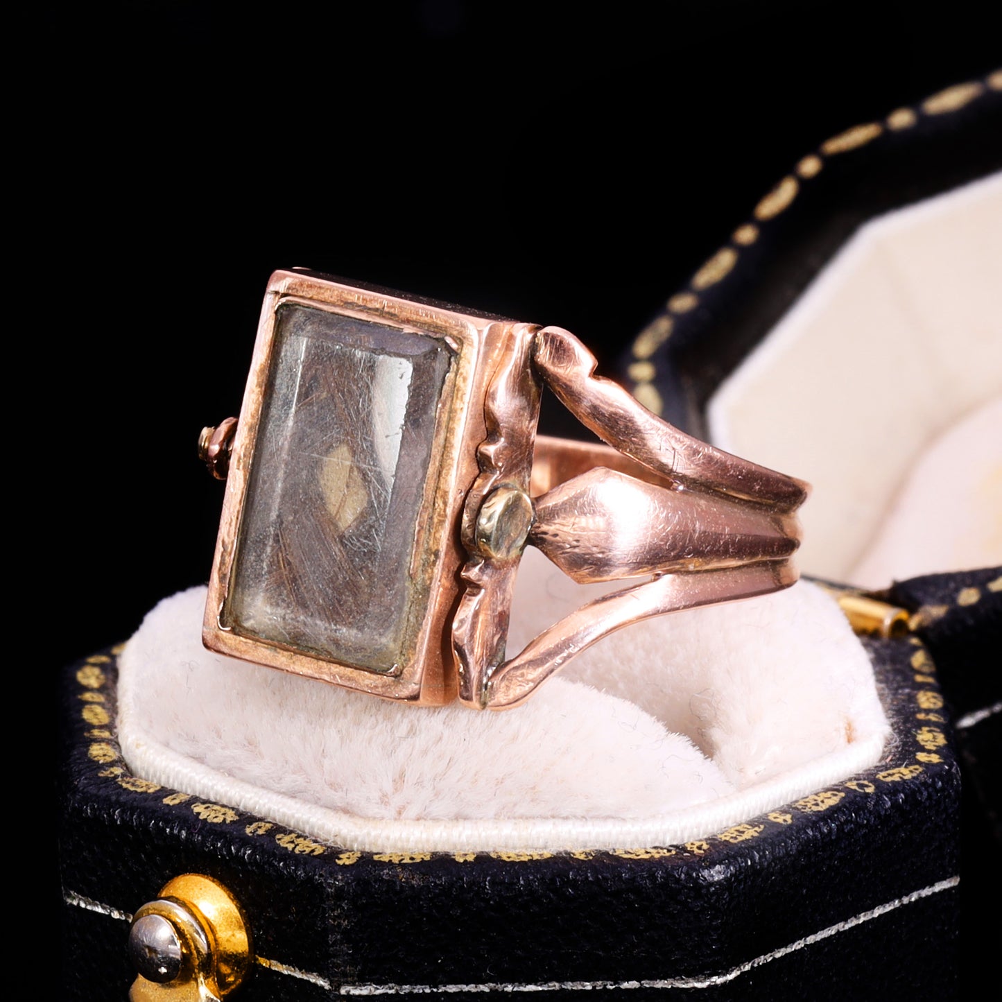 The Antique Georgian Swivel Paste And Hairwork Ring