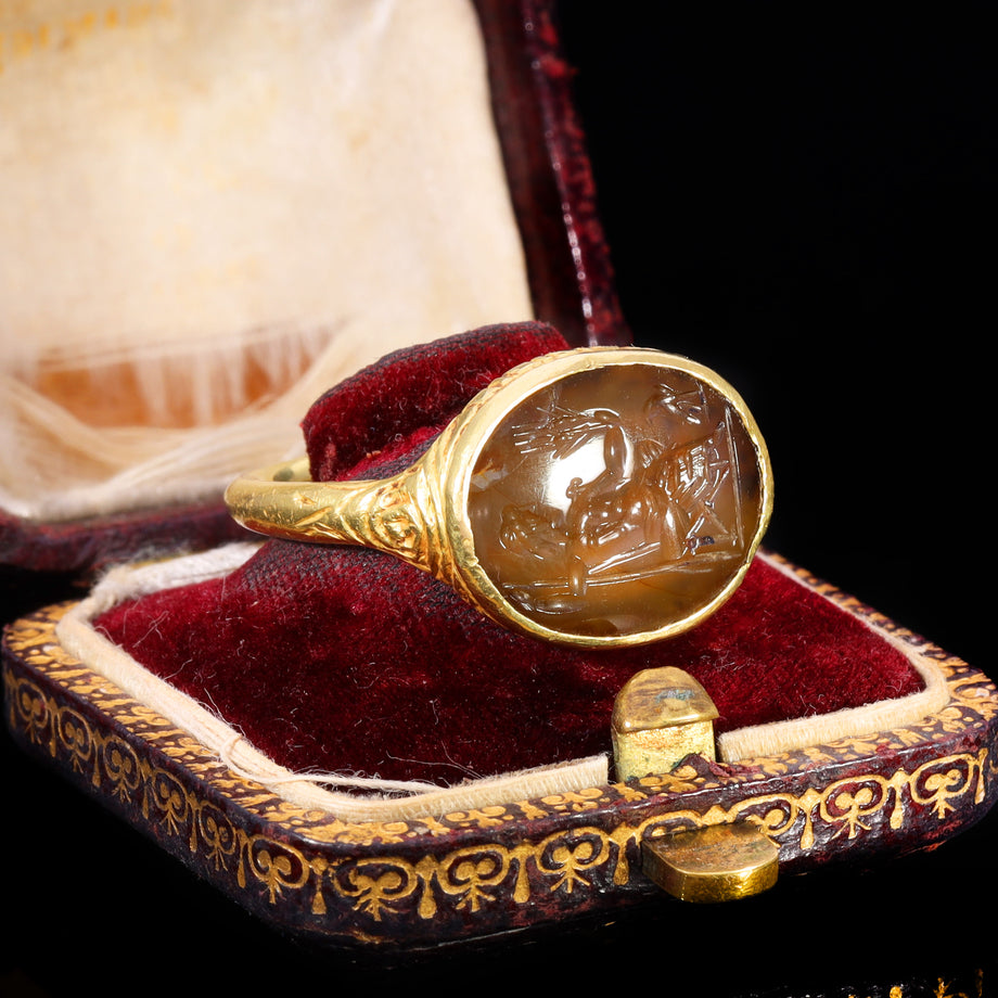 The Ancient 17th Century Stuart Period Jupiter Intaglio Ring