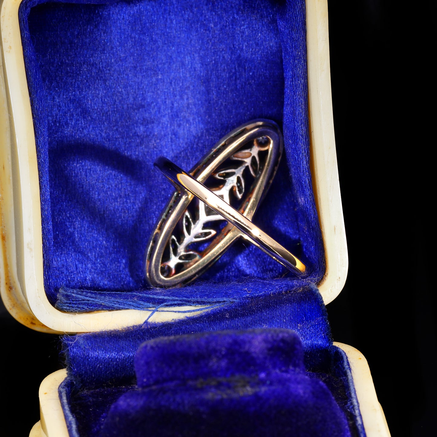 The Antique Art Deco 35 Diamond Floral Navette Ring