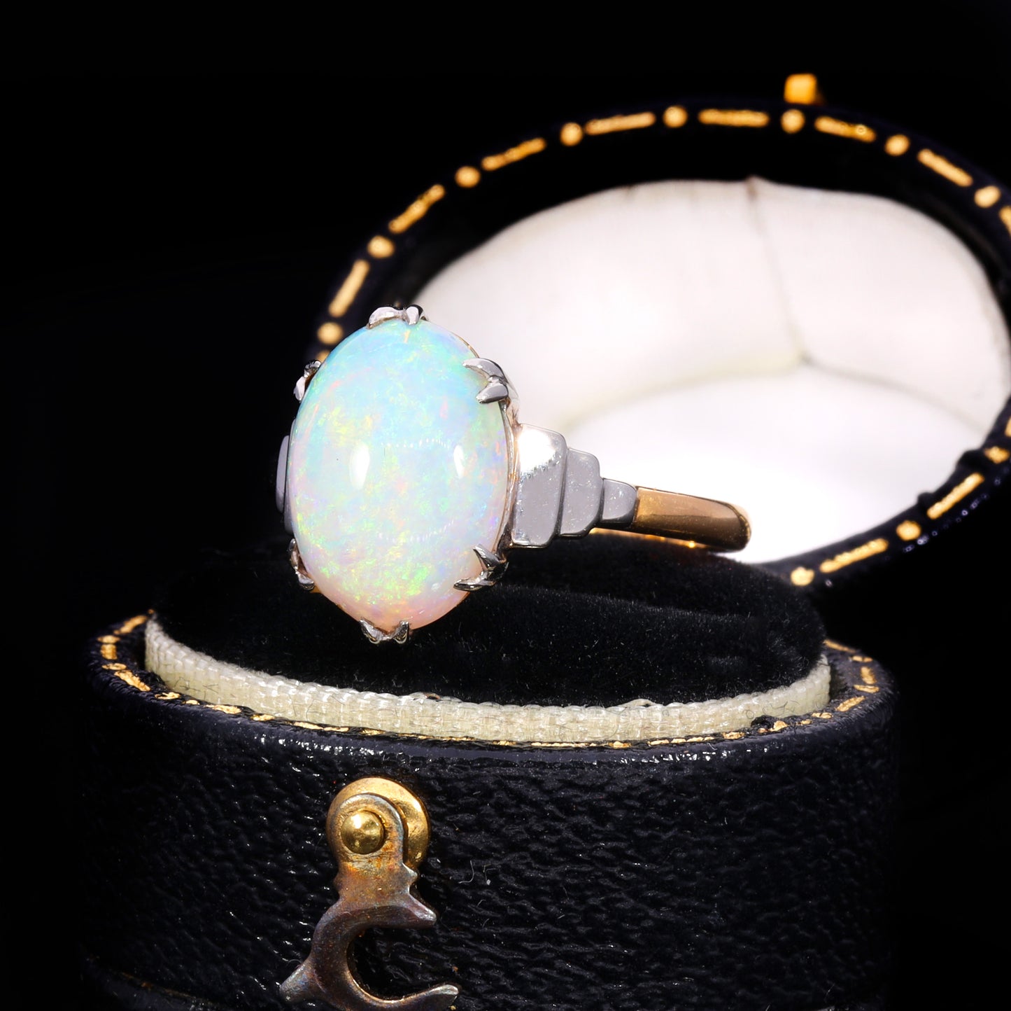 The Antique 22ct Gold Stepped Shoulder Opal Ring